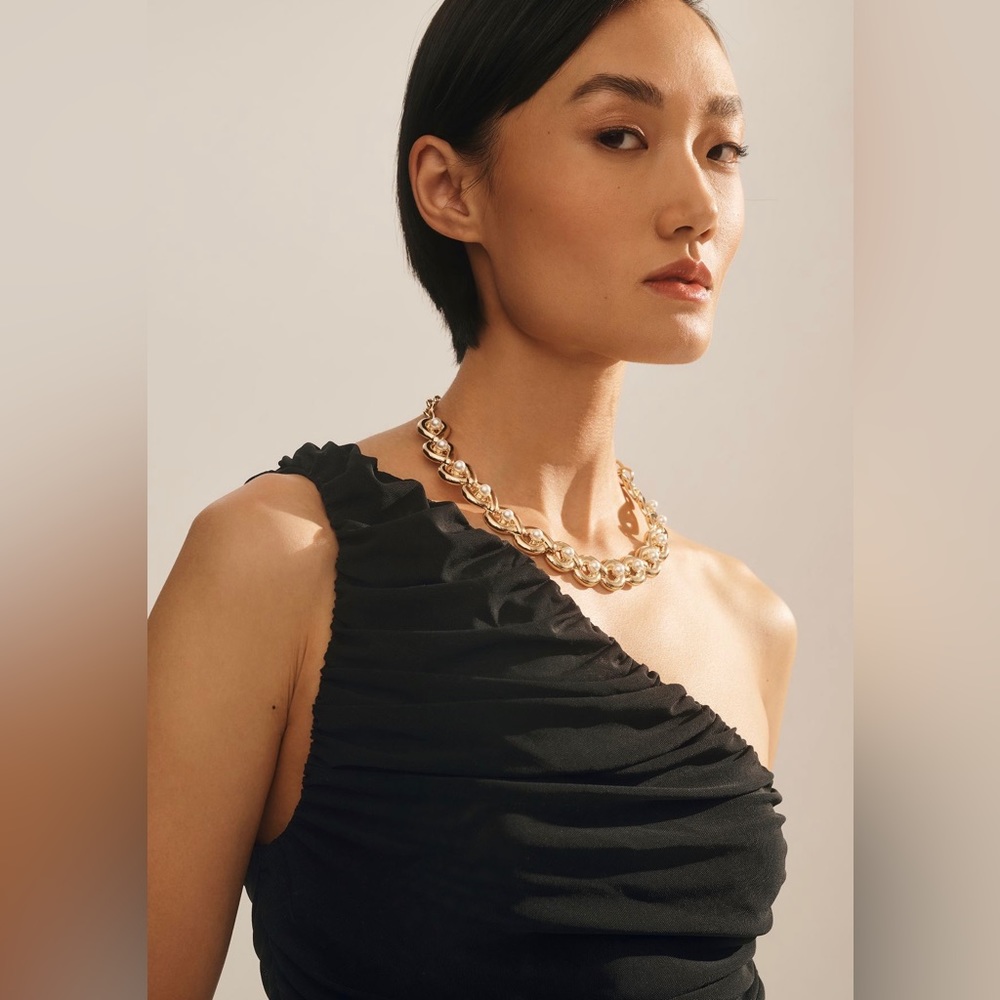 Anthropologie One-Shoulder Ruched Crop Top Small NWT!